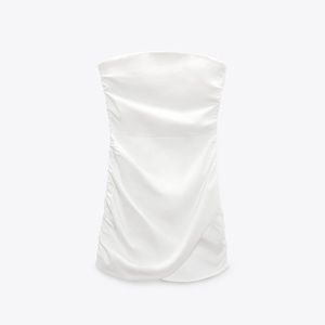 Zara Draped Mini White Dress